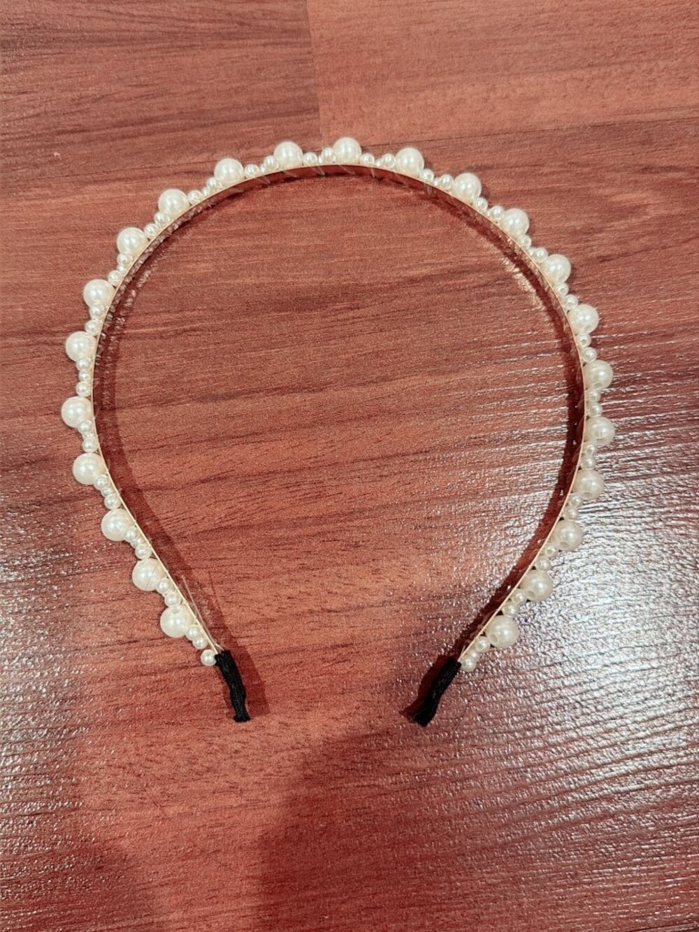 Elegant Faux Pearl Headband - Gold Wire Beaded Hair Band for Bridal, Party & Eve